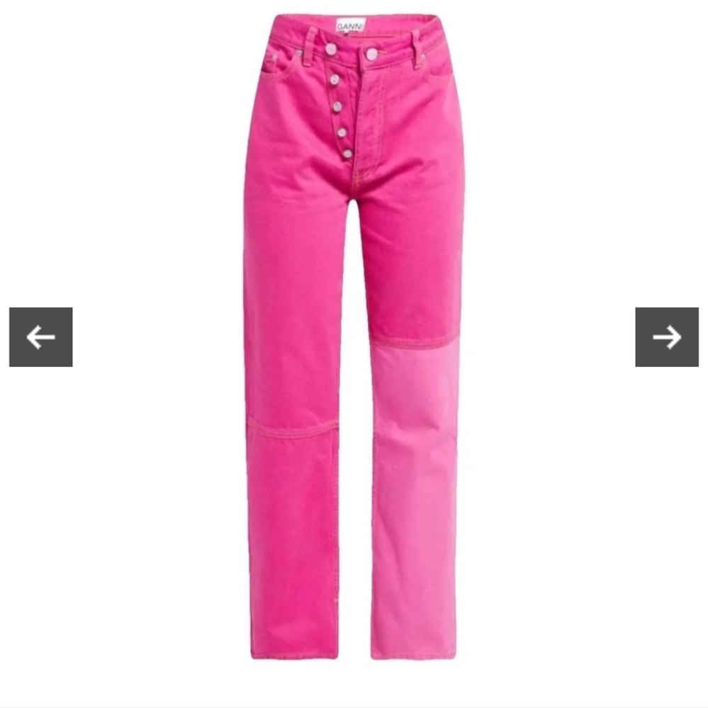 GANNI TWO TONE HIGH RISE STRAIGHT LEG JEAN